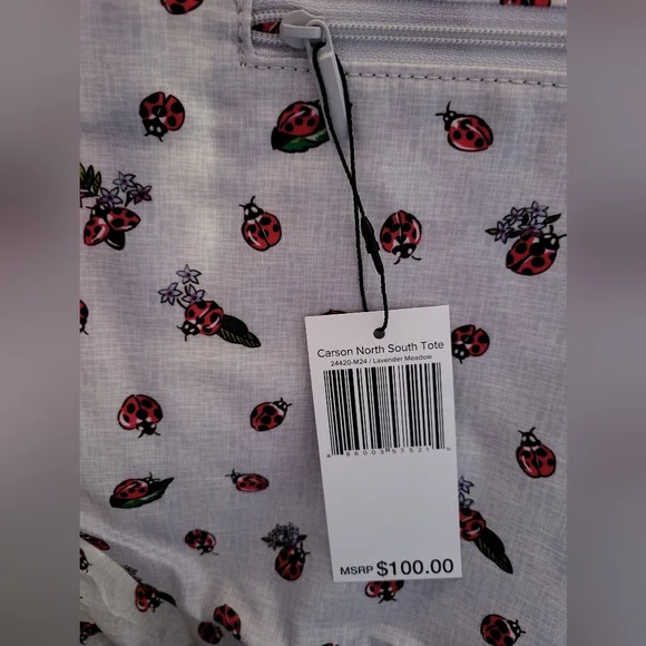 VERA BRADLEY Carson North South Tote in Lavender Meadow, NWT - Picture 8 of 14